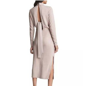 REISS Martha Cutout Back Midi Dress Nude